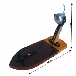 Tradineur - Jamonero de madera curvado con cuchillo, soporte para pata o  paleta de jamón serrano e ibérico, agarres metálicos, f