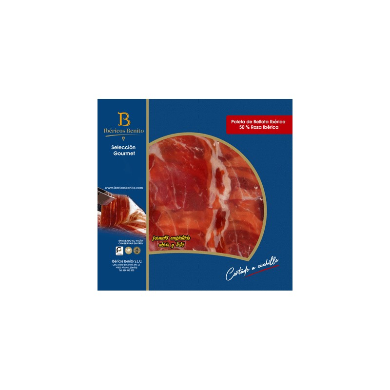 Acorn-fed Iberico Ham Benito 50% R.I. Cut with a Knife100 gr. Round Lace